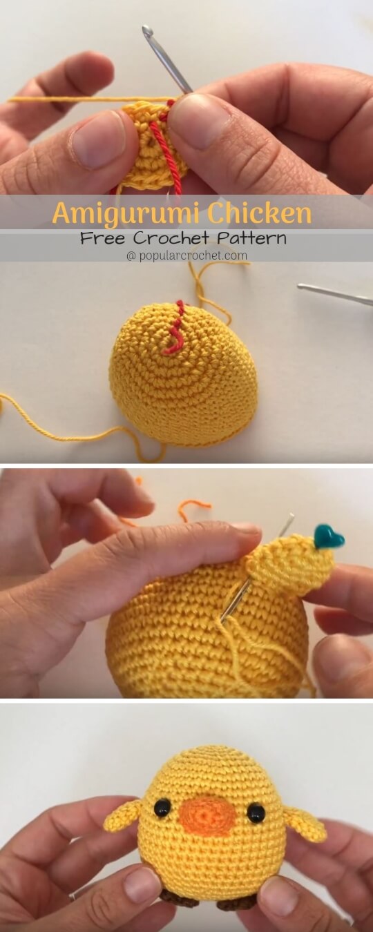Amigurumi Chicken Crochet popularcrochet.com #amigurumi #freepattern #chicken #crochetpattern
