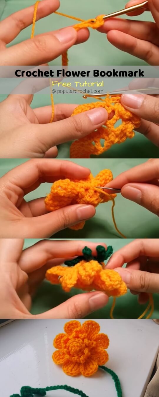 Crochet Flower Bookmark  Step by Step Tutorial 