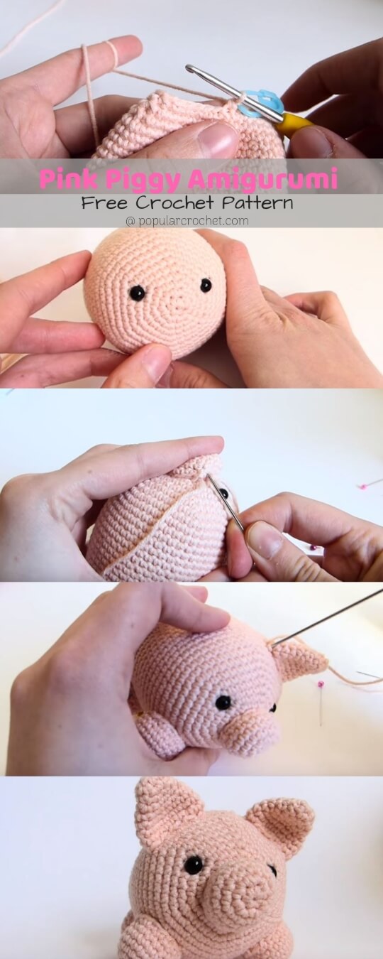 Pink Piggy Amigurumi popularcrochet.com #amigurumi #pinkpiggy