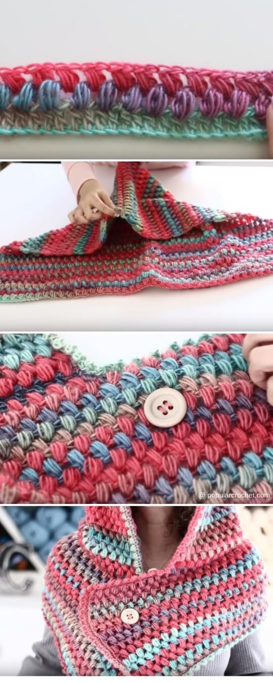 Vibrant Fall Scoodie Crochet popularcrochet.com #scoodie #crochet #freepattern #fall
