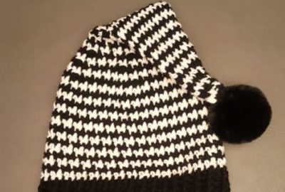 Crochet Houndstooth Stocking Beanie 1