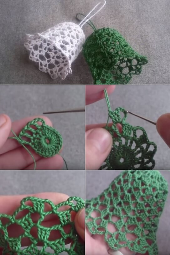 Crochet Bell Ornament popularcrochet.com #crochet #bell #ornament 