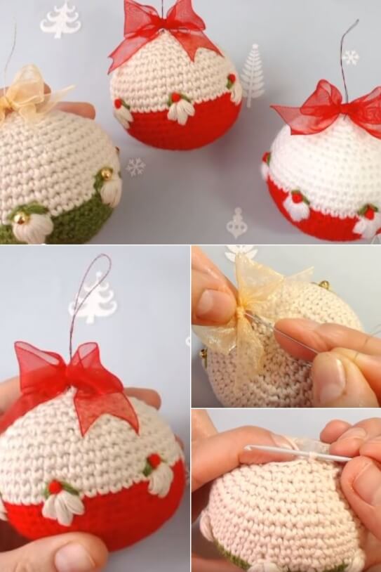 Crochet Christmas Ornament balls popularcrochet.com #crochet #ornamentballs