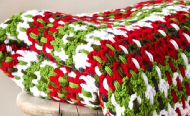 Crochet Plaid Woven Afghan 1