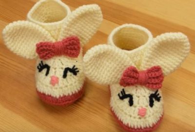 Crochet Winter Baby Booties 1