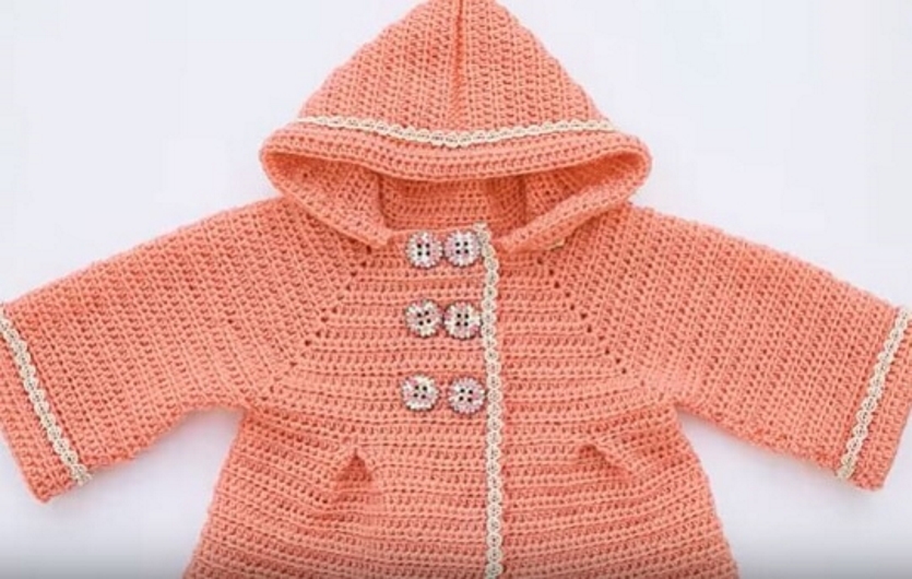 Girl’s winter hoodie crochet coat
