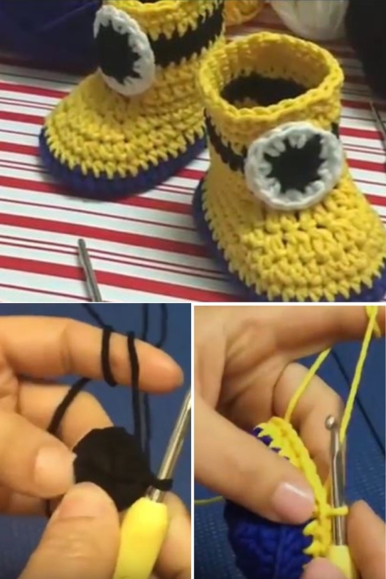 Minion Crochet Bootie popularcrochet.com #crochet #minion #bootie 