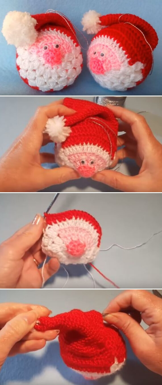 Santa Crochet Ornament popularcrochet.com #crochet #santa #ornament