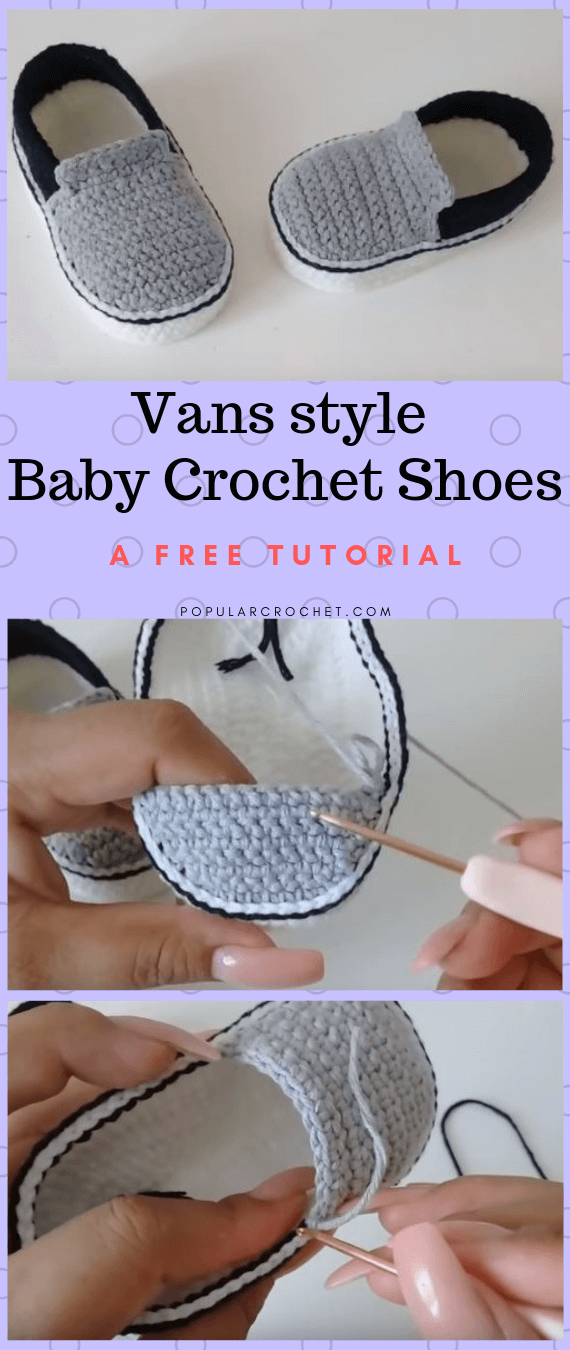 Vans Style Baby Crochet shoes popularcrochet.com #popularcrochet #crochet #vanstyleshoes #freecrochettutorial 