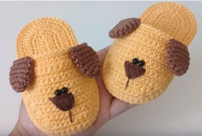 Crochet puppy slippers