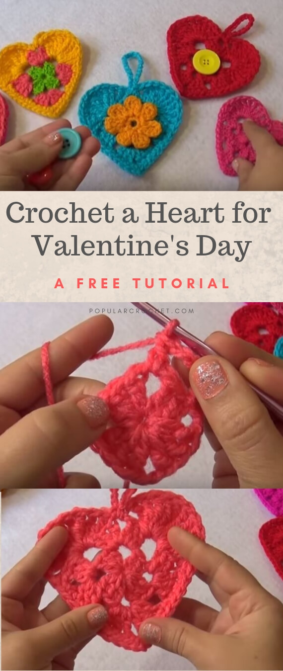 Crochet a Valentine's Day Heart popularcrochet.com #popularcrochet #crochet #crochetheart #freecrochet #freecrochetpattern 