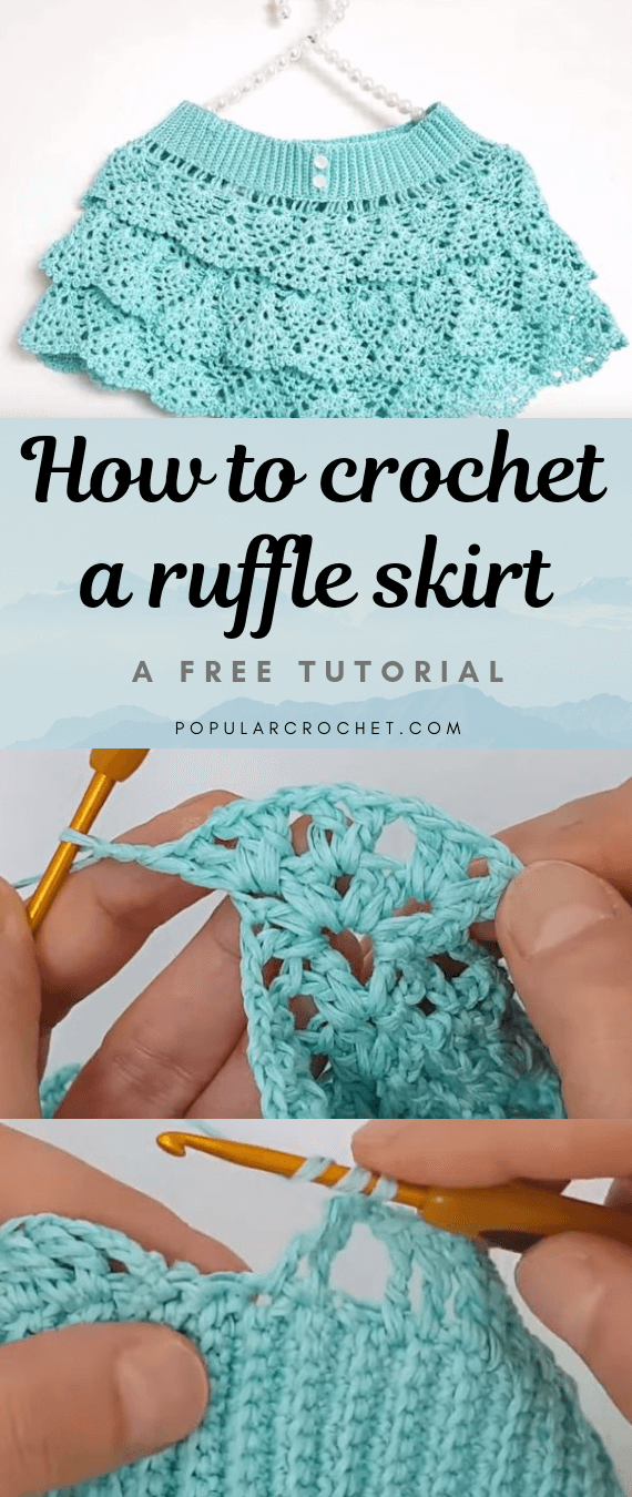 How to crochet a ruffle skirt popularcrochet.com #popularcrochet #crochet #ruffleskirt #freecrochet #freecrochetpattern 