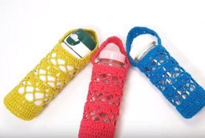 How to crochet a water bottle holder 1