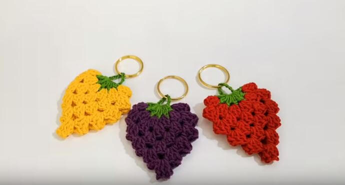 Strawberry crochet keychain 10