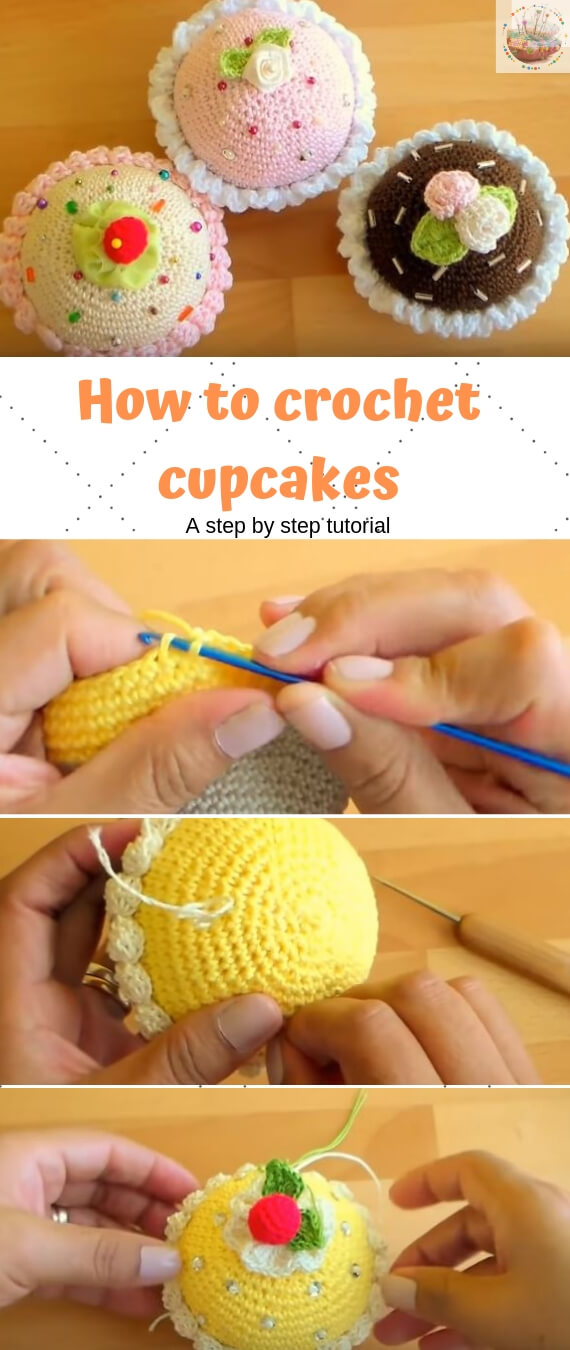 How to crochet cupcakes  popularcrochet.com #popularcrochet #crochet #cupcakes #freecrochetpattern 