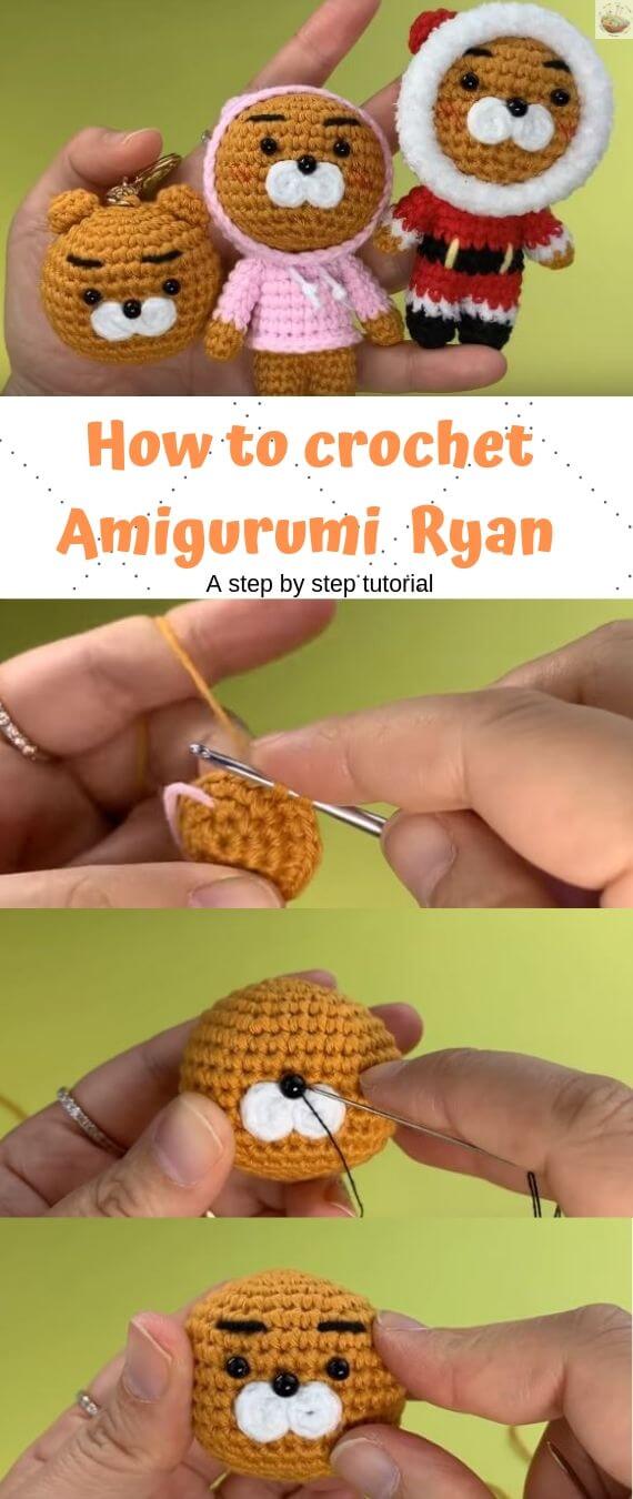 Crochet Ryan from Kakao friends popularcrochet.com #popularcrochet #crochet #kakao #ryan #freecrochetpattern 