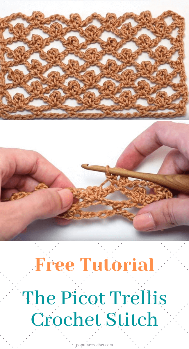 The Picco Trellis Crochet Stitch popularcrochet.com #popularcrochet #crochet #piccotrellis #freecrochetpattern 