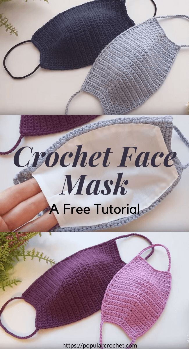 Crochet Face Mask popularcrochet.com #popularcrochet #crochet #crochetfacemask #freecrochetpattern 