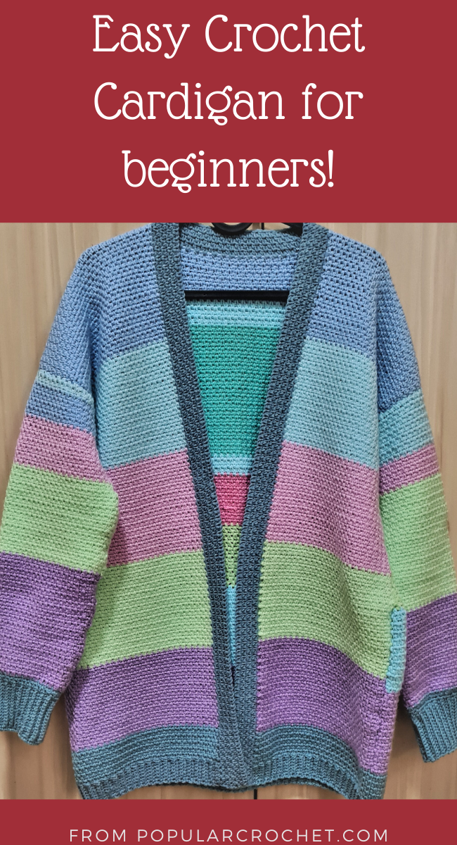 My first multi color Crochet Cardigan  popularcrochet.com #popularcrochet #crochet #colorcardigan #freecrochetpattern 